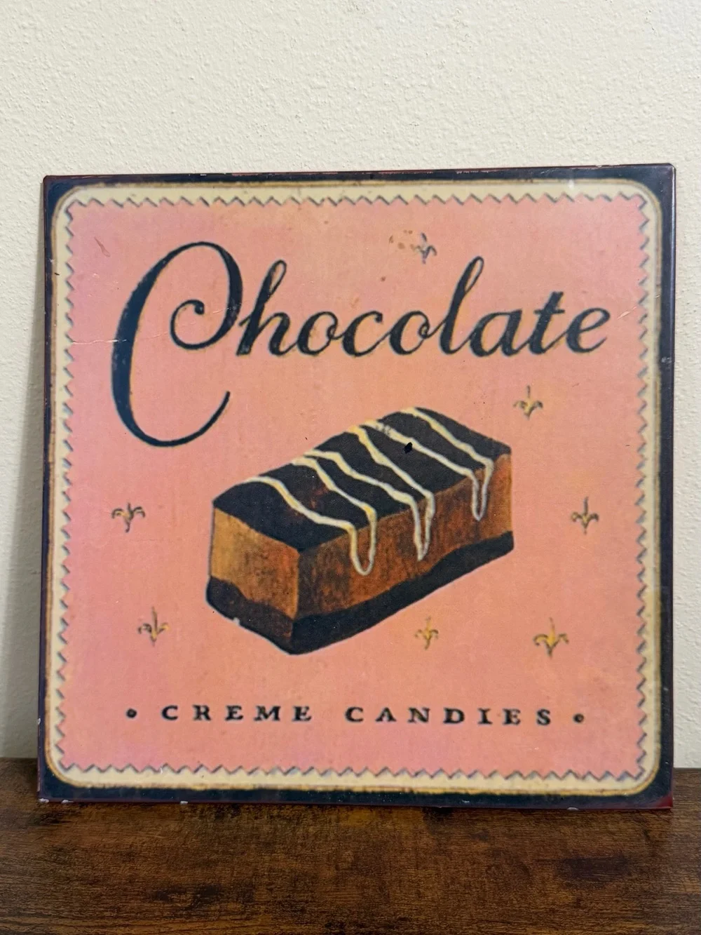 Vintage-Style Chocolate Creme Candies Wall Art - Pink